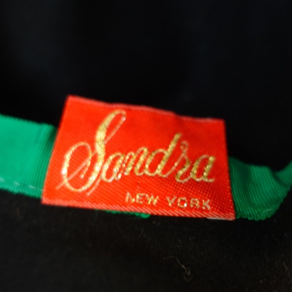 Vintage Sandra New York Hat Black Felt Gold Mesh Bow Kentucky Derby Church Glam main image 4